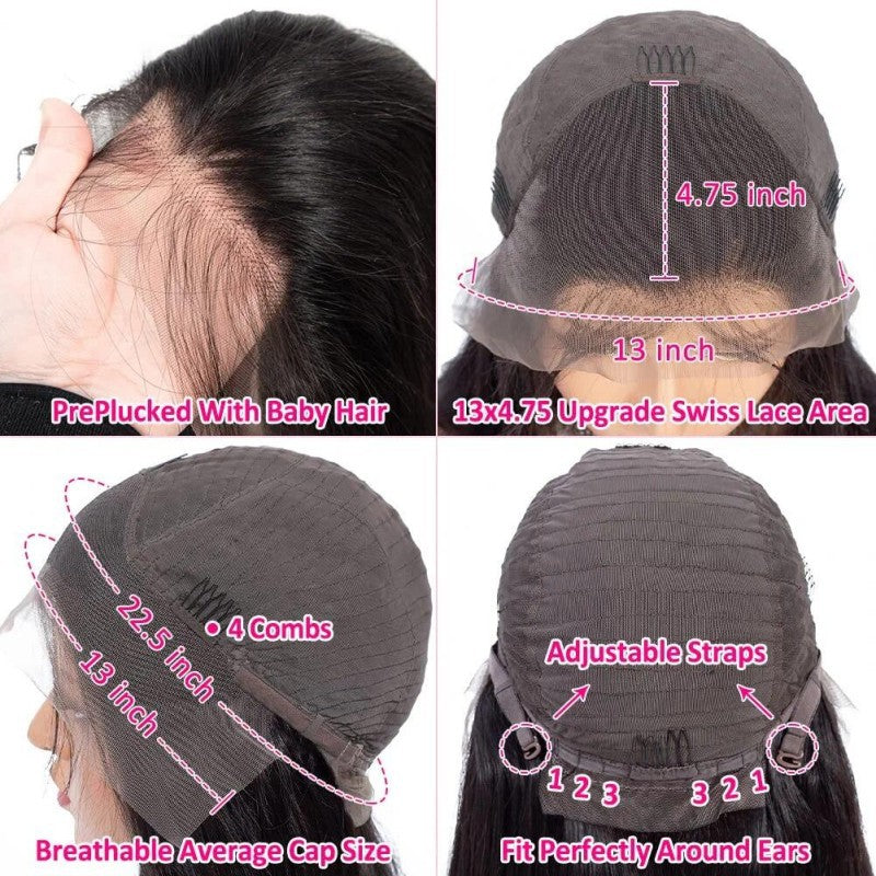 10A Straight Bob 13*4 frontal lace wig 200% density human hair