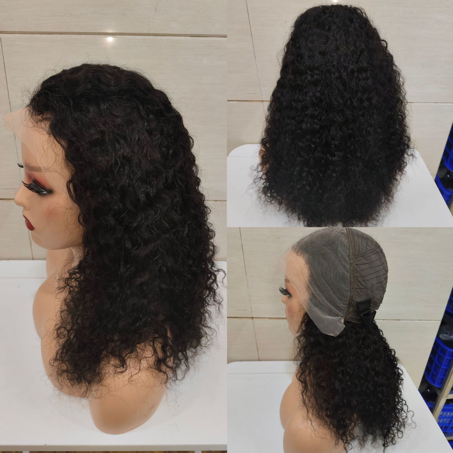 12A Double Drawn Human hair 18 inch 4*4 Lace Curly Wig 300% density