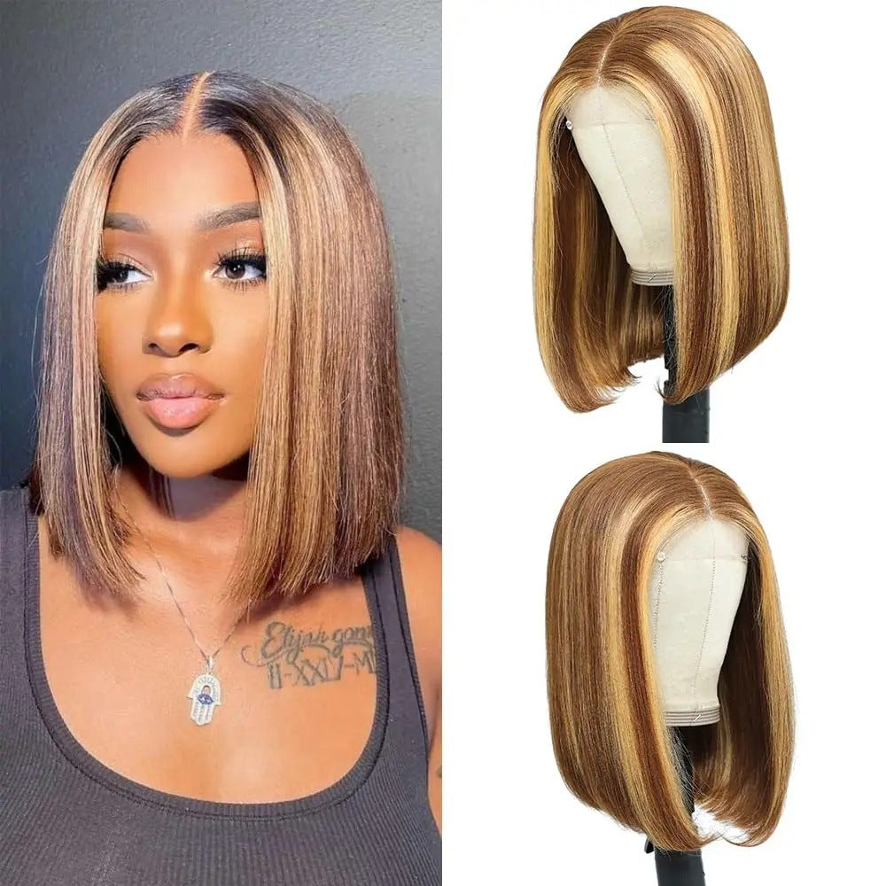 Kim Closure 2*6 straight Bob Middle part 100% human hair wig