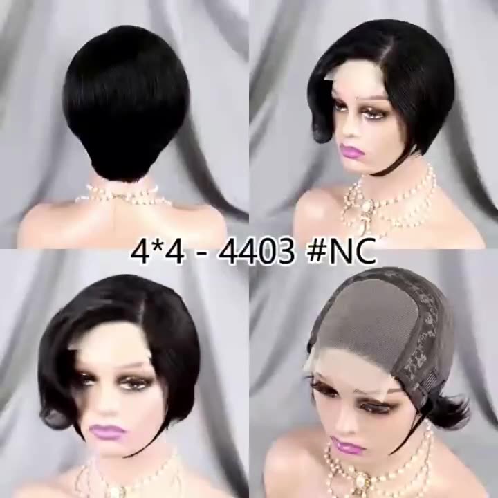4*4 lace Glueless Pixie cut Wig 100% human hair