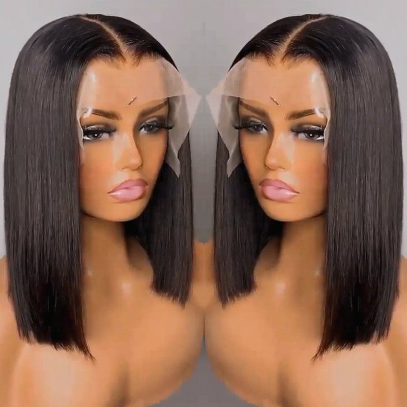 10A Straight Bob 13*4 frontal lace wig 200% density human hair