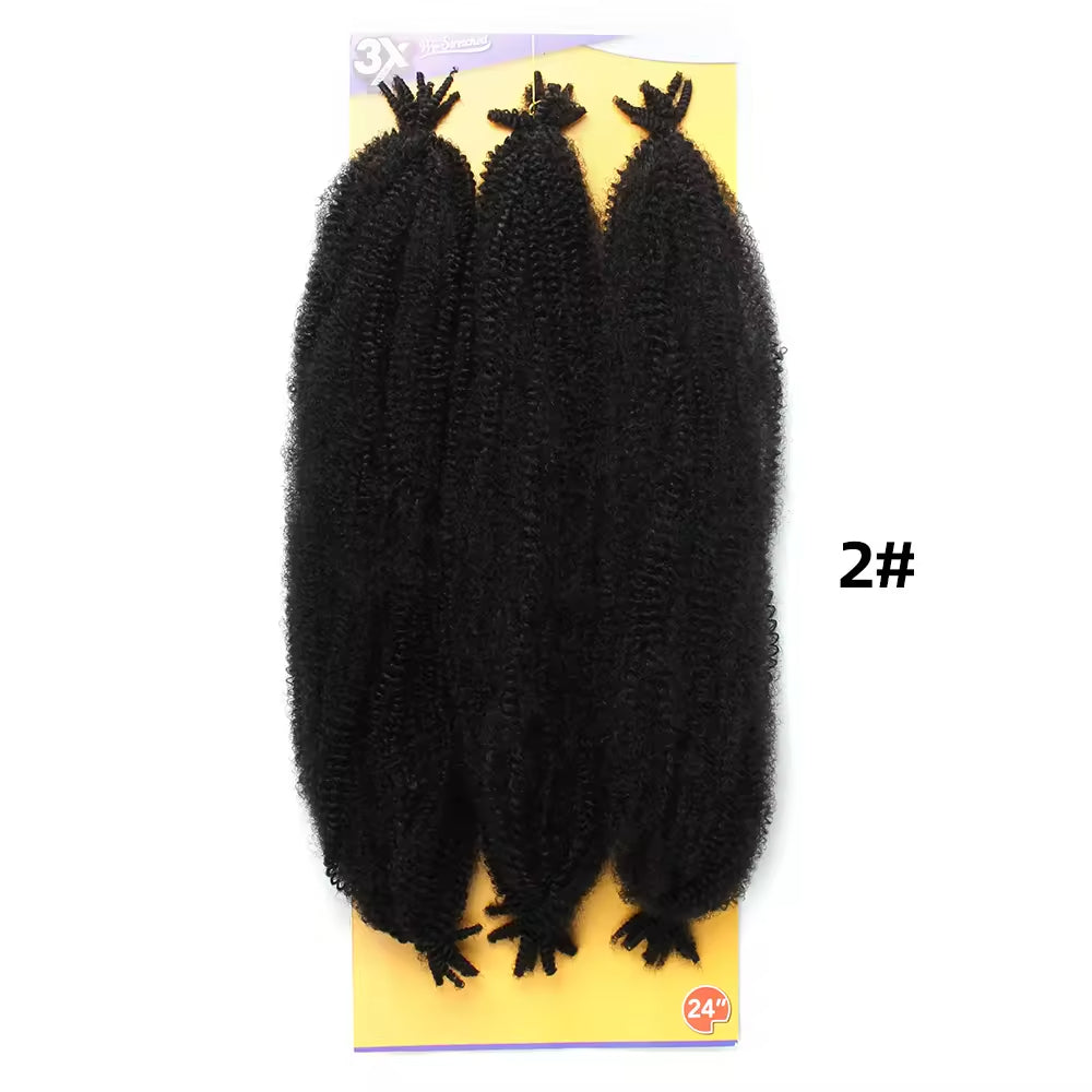 Afro Marley Twist Hair 3x Pre-Separated Spring Afro Twist for Soft Locs 24inch Marley Mini Twist Braiding Hair Black Hair for Women