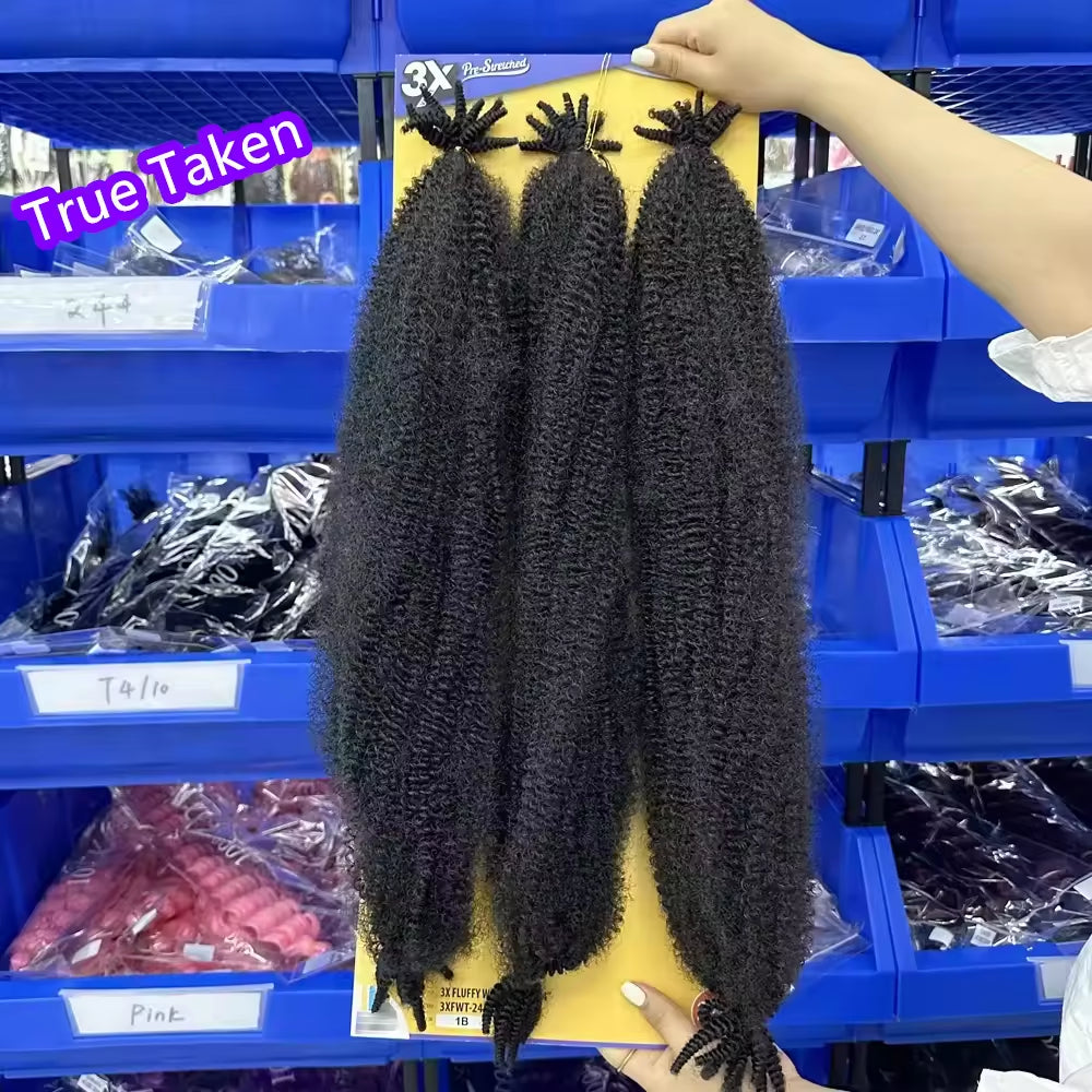 Afro Marley Twist Hair 3x Pre-Separated Spring Afro Twist for Soft Locs 24inch Marley Mini Twist Braiding Hair Black Hair for Women