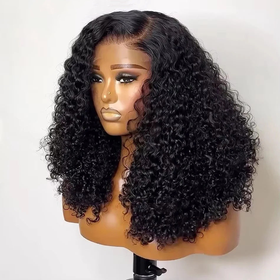 12A Double Drawn Human hair 18 inch 4*4 Lace Curly Wig 300% density