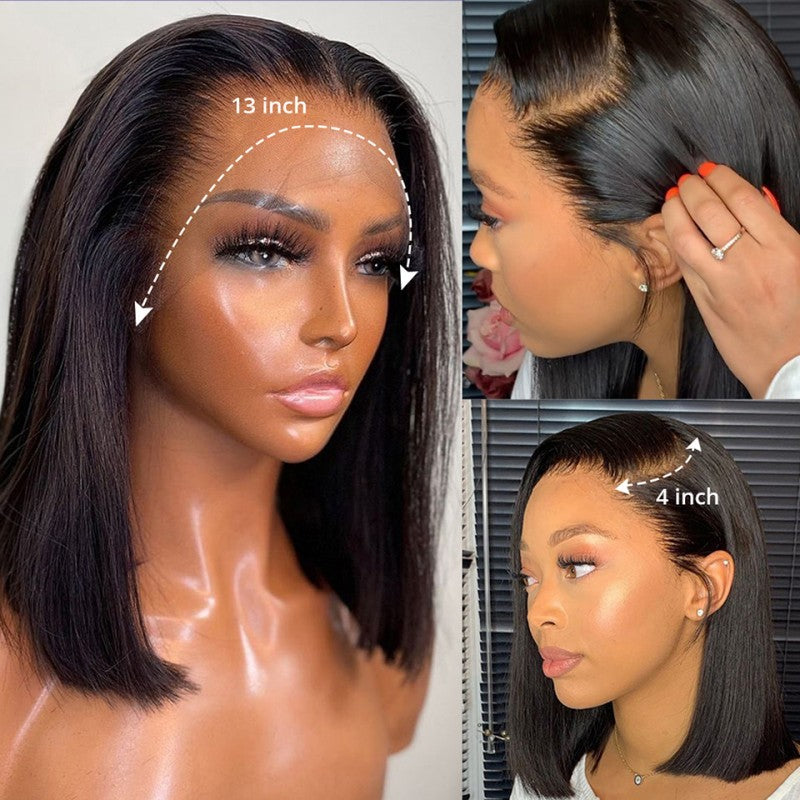 10A Straight Bob 13*4 frontal lace wig 200% density human hair