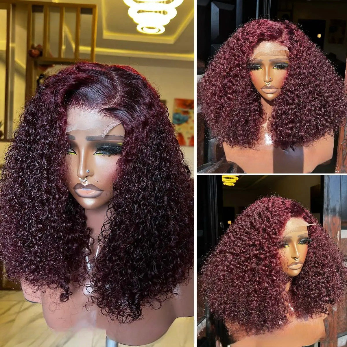 12A Double Drawn Human hair 18 inch 4*4 Lace Curly Wig 300% density