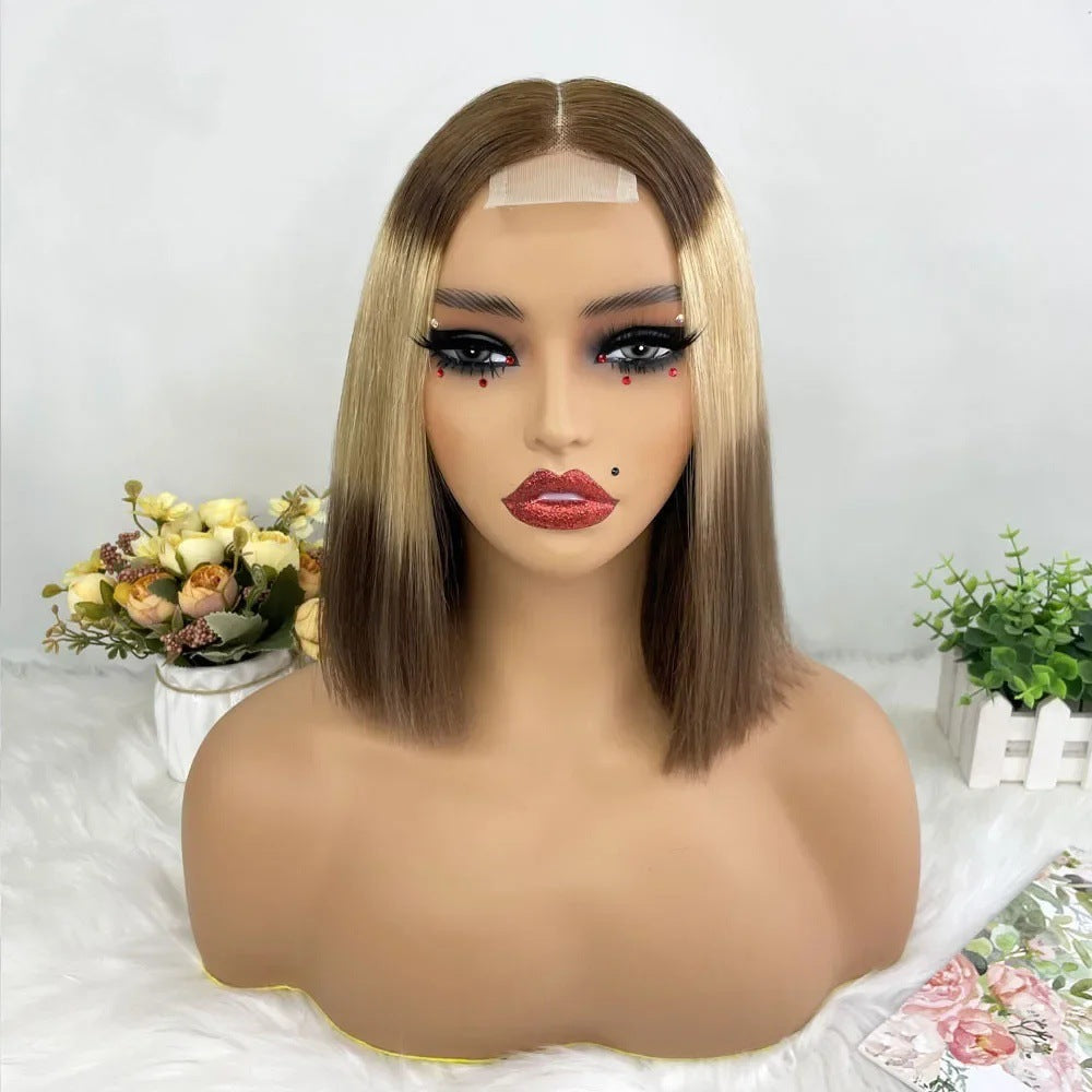 Kim Closure 2*6 straight Bob Middle part 100% human hair wig