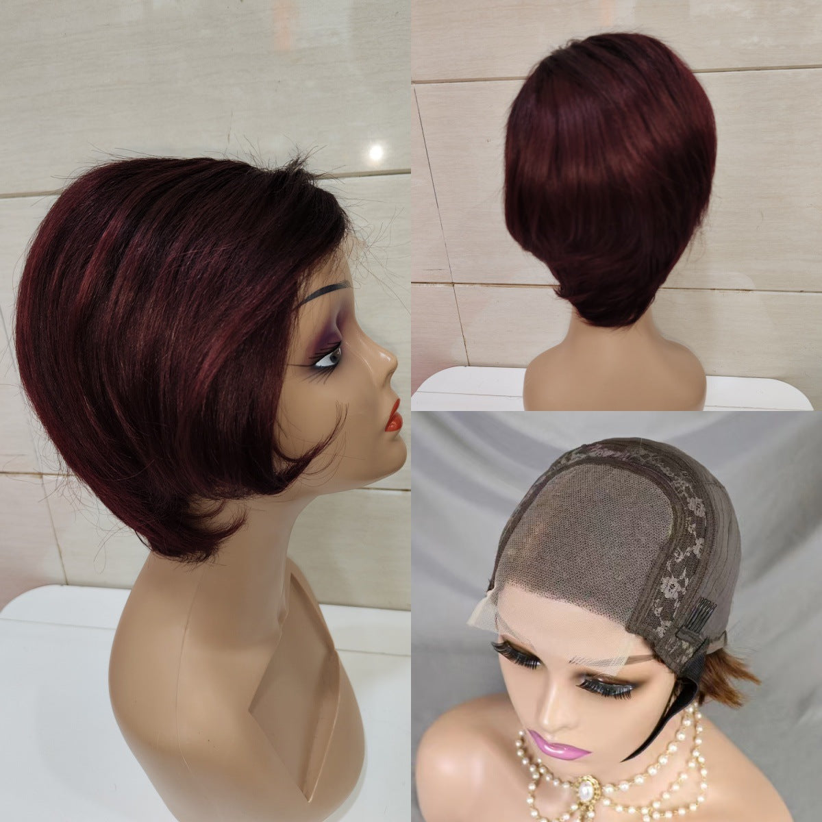4*4 lace Glueless Pixie cut Wig 100% human hair