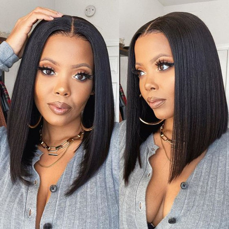 10A Straight Bob 13*4 frontal lace wig 200% density human hair