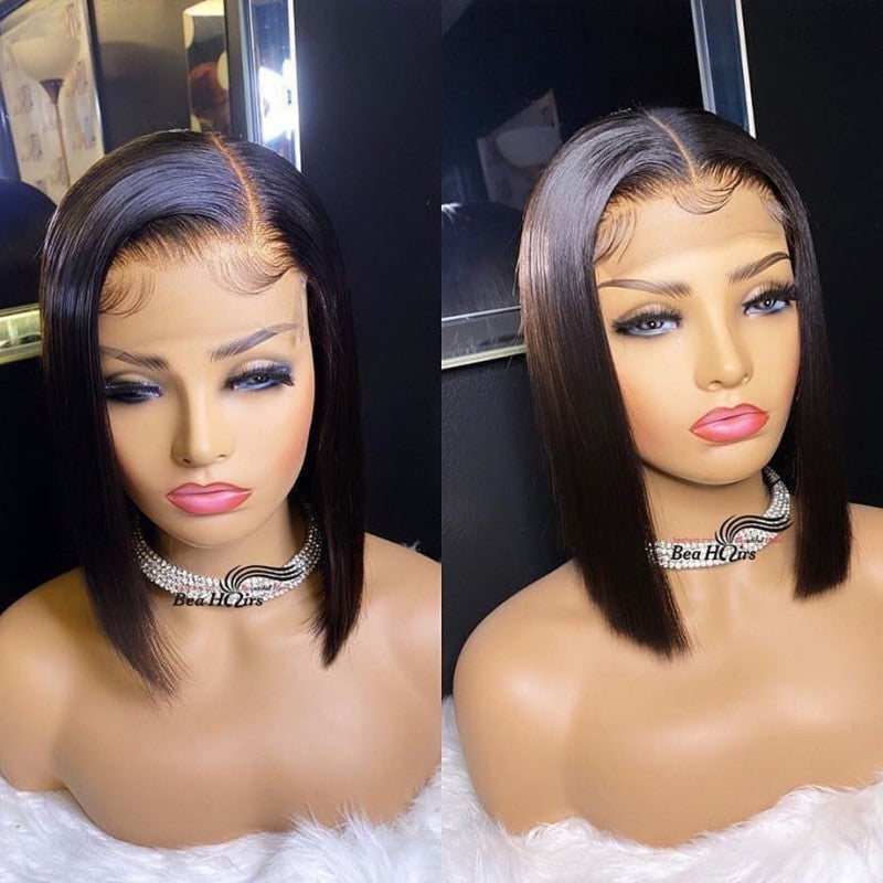 10A Straight Bob 13*4 frontal lace wig 200% density human hair