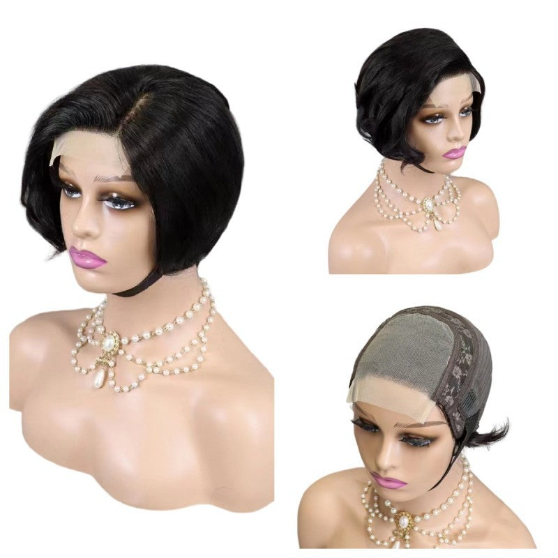 4*4 lace Glueless Pixie cut Wig 100% human hair