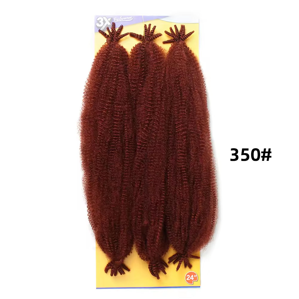 Afro Marley Twist Hair 3x Pre-Separated Spring Afro Twist for Soft Locs 24inch Marley Mini Twist Braiding Hair Black Hair for Women