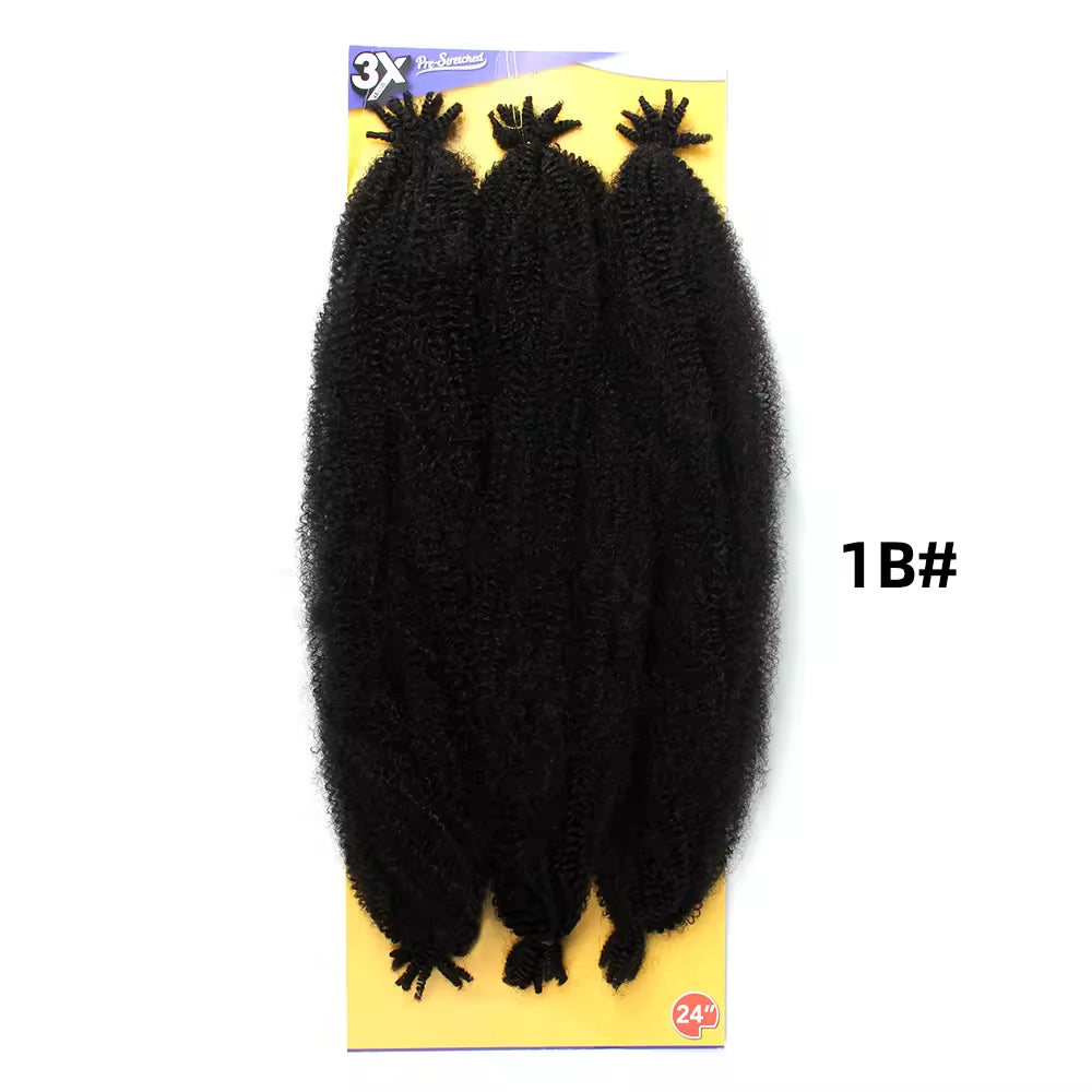 Afro Marley Twist Hair 3x Pre-Separated Spring Afro Twist for Soft Locs 24inch Marley Mini Twist Braiding Hair Black Hair for Women