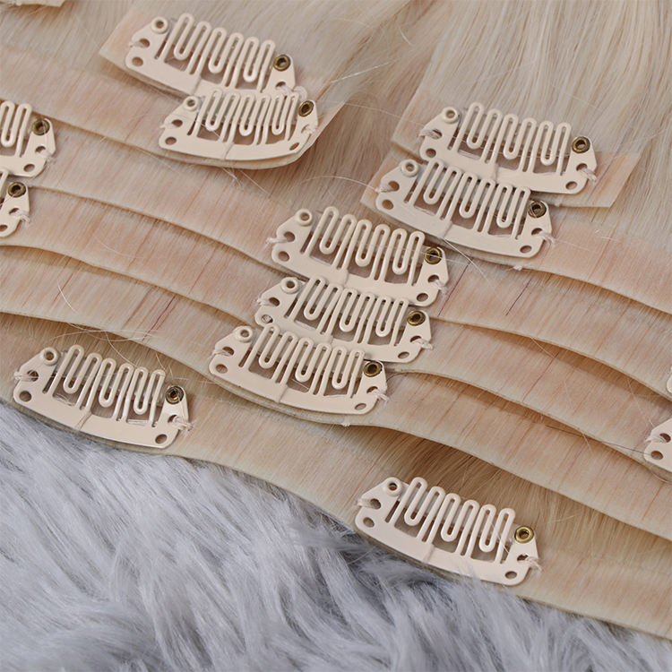 Thick End Invisible PU Clip Hair Extension Raw Blonde Seamless Clip In Hair Extensions