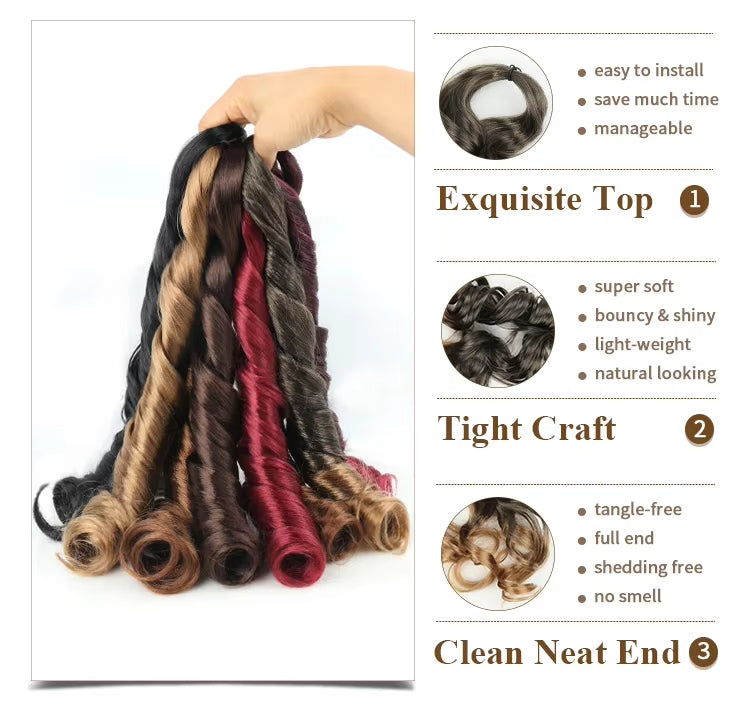 Wholesale Private Label 24inches 100g Synthetic Crochet Loose Wave Spiral French Curls Braiding Hair Extensions