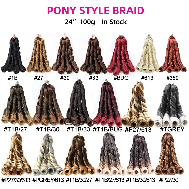 Wholesale Private Label 24inches 100g Synthetic Crochet Loose Wave Spiral French Curls Braiding Hair Extensions