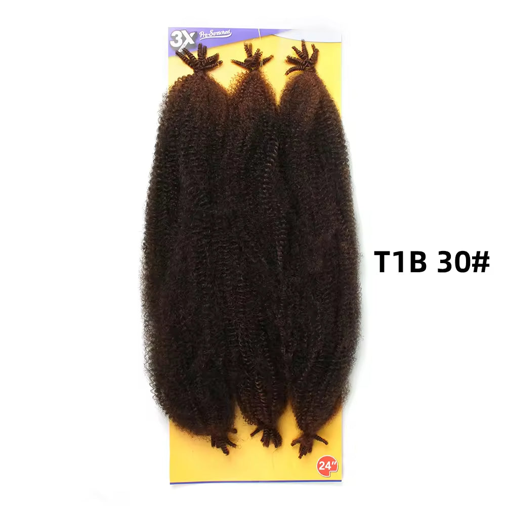 Afro Marley Twist Hair 3x Pre-Separated Spring Afro Twist for Soft Locs 24inch Marley Mini Twist Braiding Hair Black Hair for Women