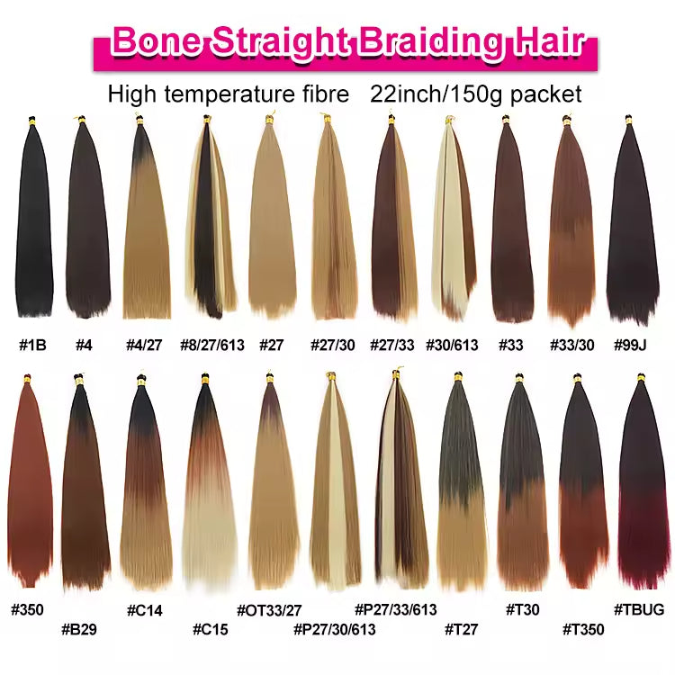 Wholesale 22 Inch 150G Silky Smooth Synthetic Bone Straight Silk Hair Braiding Hair Extension