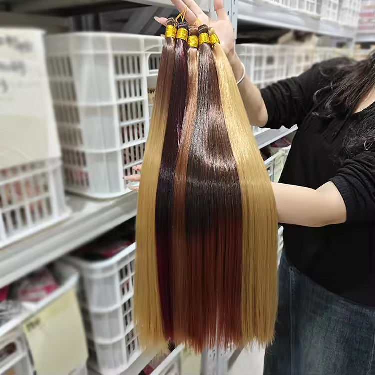 Wholesale 22 Inch 150G Silky Smooth Synthetic Bone Straight Silk Hair Braiding Hair Extension