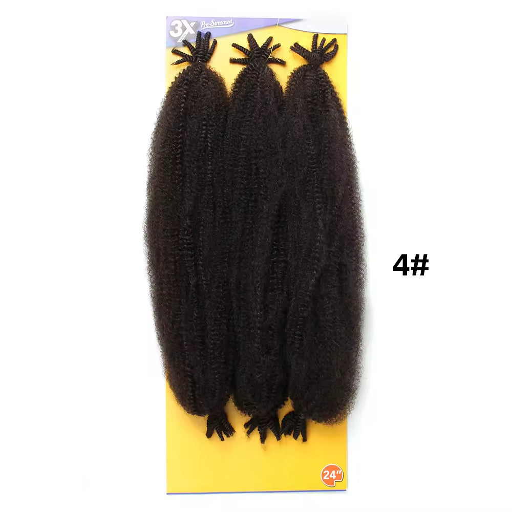 Afro Marley Twist Hair 3x Pre-Separated Spring Afro Twist for Soft Locs 24inch Marley Mini Twist Braiding Hair Black Hair for Women