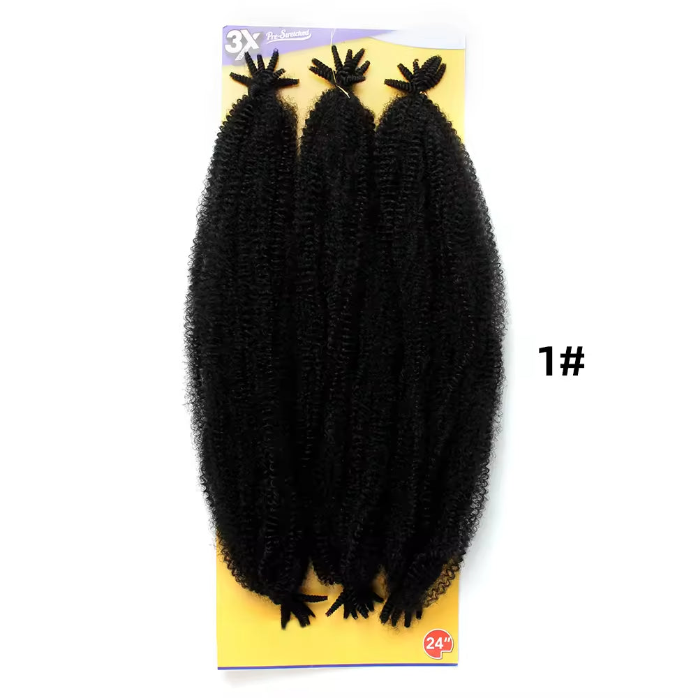 Afro Marley Twist Hair 3x Pre-Separated Spring Afro Twist for Soft Locs 24inch Marley Mini Twist Braiding Hair Black Hair for Women