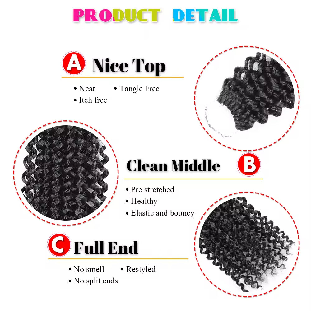 Passion Twist Hair 24 Inch Water Wave Crochet Braids for Passion Twist Synthjetic Braiding Hair Extensions