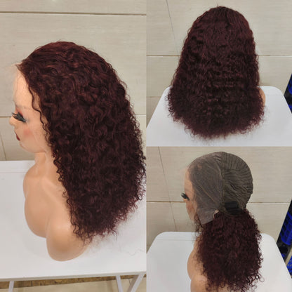 12A Double Drawn Human hair 18 inch 4*4 Lace Curly Wig 300% density