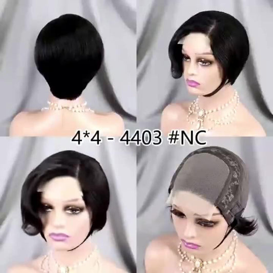 4*4 lace Glueless Pixie cut Wig 100% human hair