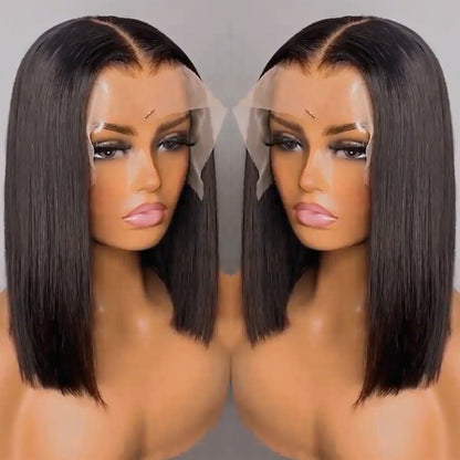 10A Straight Bob 13*4 frontal lace wig 200% density human hair