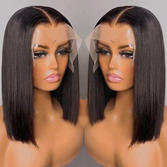 10A Straight Bob 13*4 frontal lace wig 200% density human hair