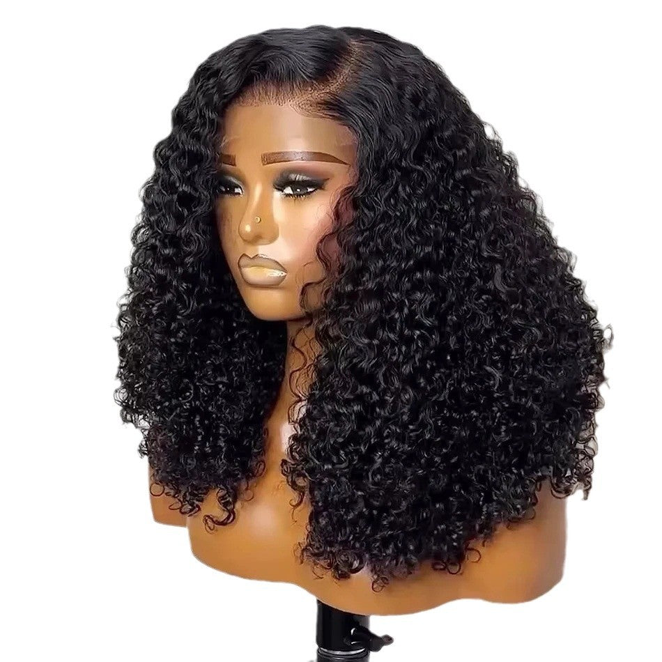 12A Double Drawn Human hair 18 inch 4*4 Lace Curly Wig 300% density