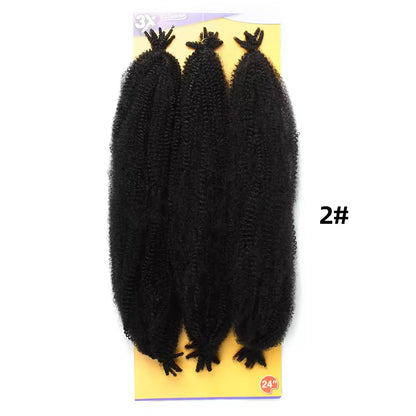 Afro Marley Twist Hair 3x Pre-Separated Spring Afro Twist for Soft Locs 24inch Marley Mini Twist Braiding Hair Black Hair for Women