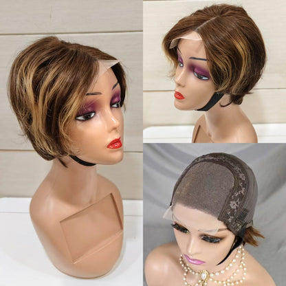 4*4 lace Glueless Pixie cut Wig 100% human hair