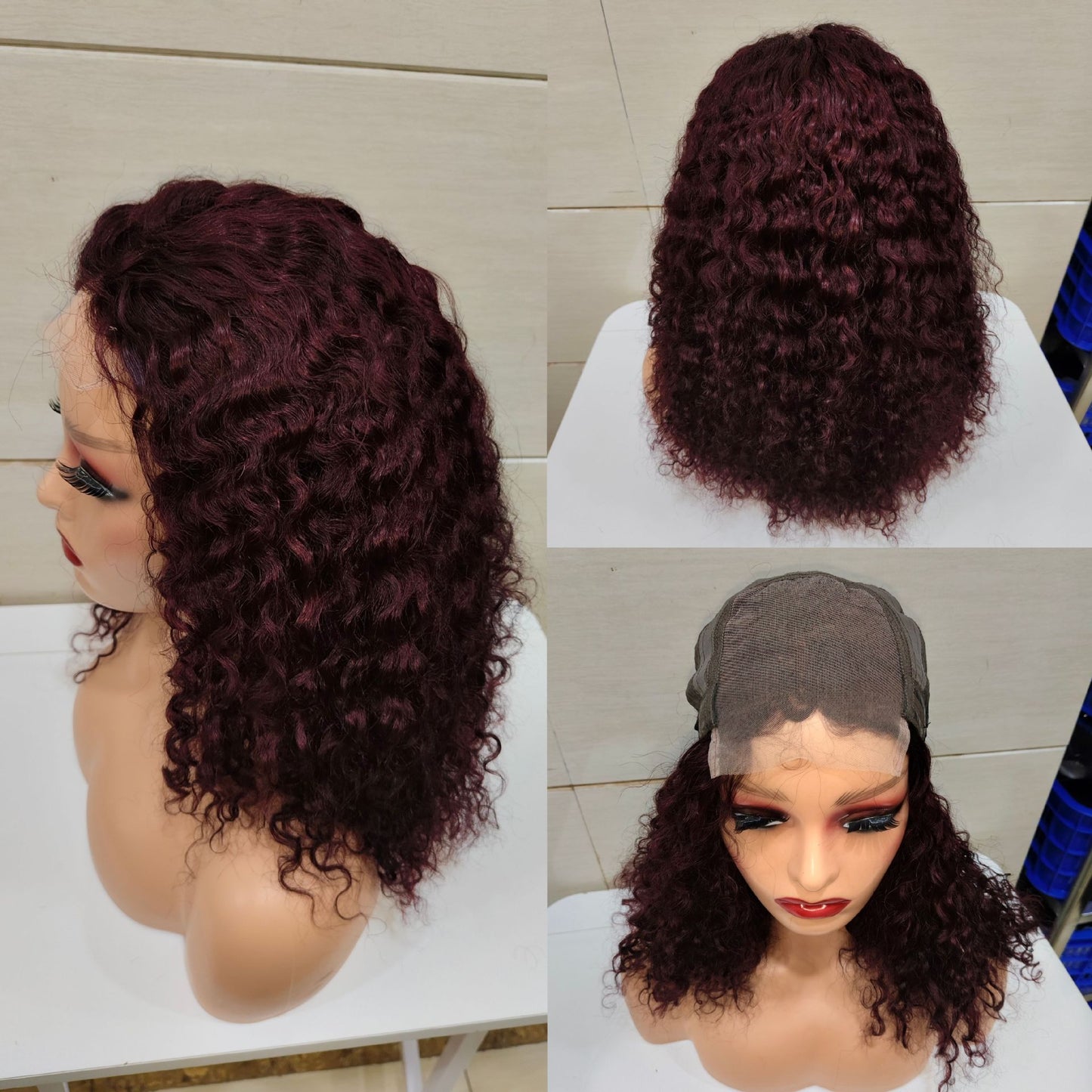 12A Double Drawn Human hair 18 inch 4*4 Lace Curly Wig 300% density