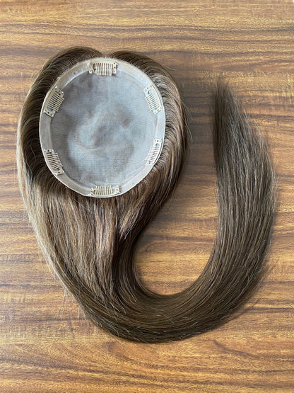 Full Hand Tied 100% Virgin Human Hair 6"x 7" Full Silk base Hair Topper for Women