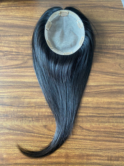 Full Hand Tied 100% Virgin Human Hair 6"x 7" Full Silk base Hair Topper for Women