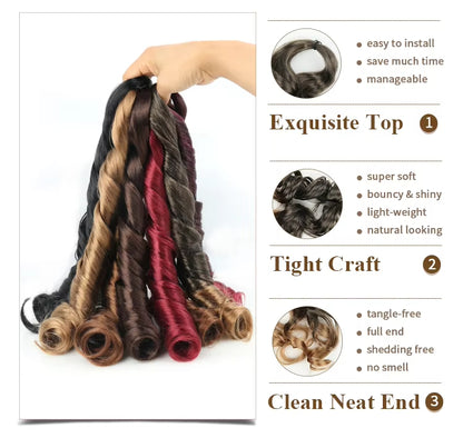 Wholesale Private Label 24inches 100g Synthetic Crochet Loose Wave Spiral French Curls Braiding Hair Extensions