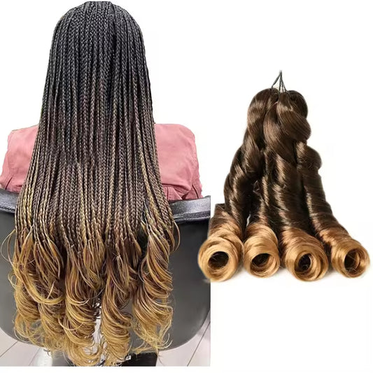 Wholesale Private Label 24inches 100g Synthetic Crochet Loose Wave Spiral French Curls Braiding Hair Extensions