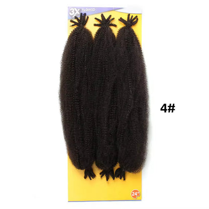 Afro Marley Twist Hair 3x Pre-Separated Spring Afro Twist for Soft Locs 24inch Marley Mini Twist Braiding Hair Black Hair for Women