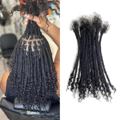 Human Hair Handmade Small 0.6cm Dreadlocks With Coil Tips 20 Stands Per Bundle