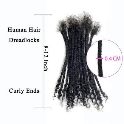 Human Hair Handmade Small 0.6cm Dreadlocks With Coil Tips 20 Stands Per Bundle